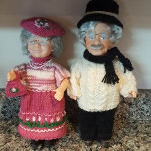 Hand made & crocheted grandma & grandpa